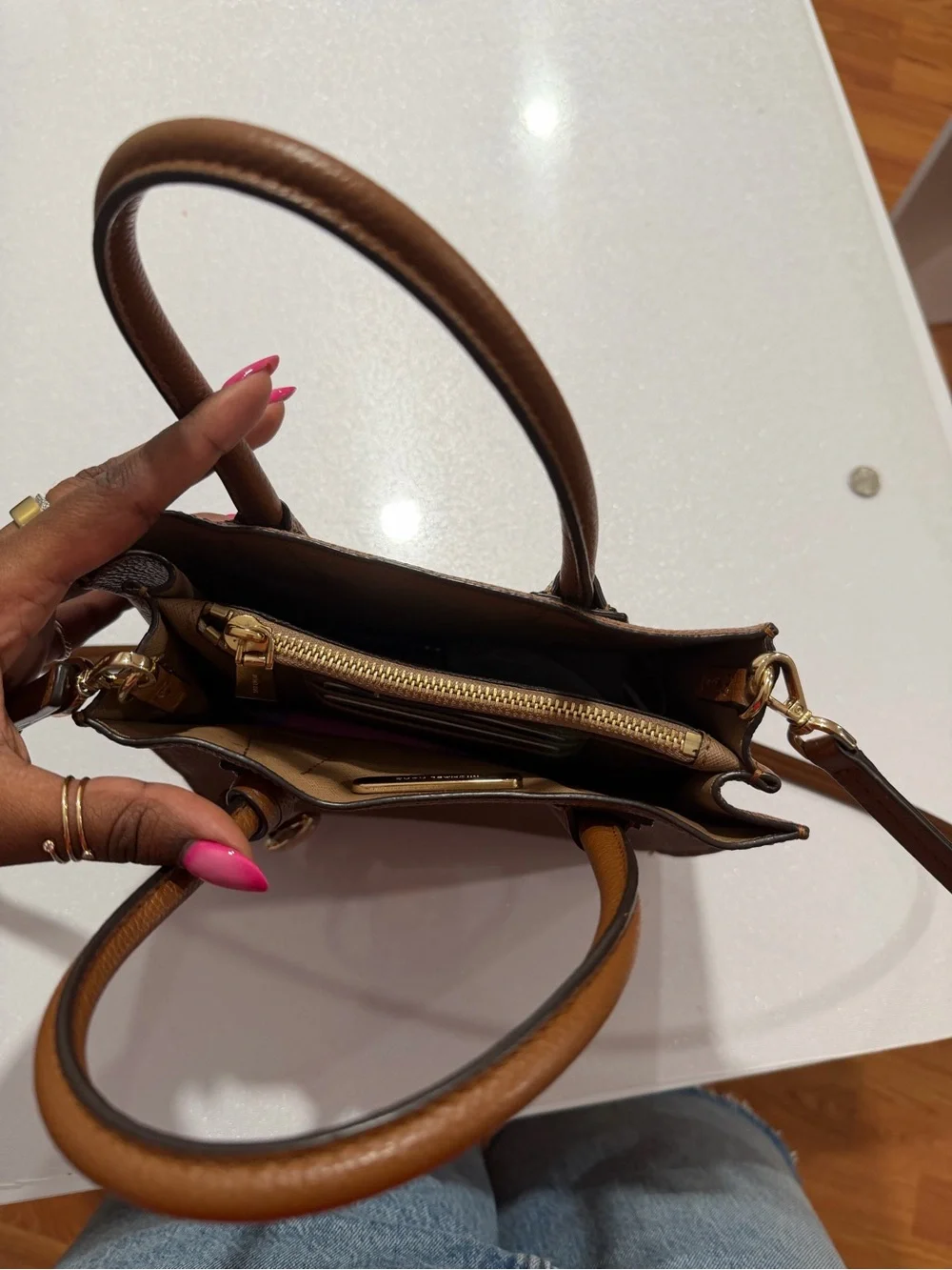 Michael Kors Chestnut Brown Pebbled Leather Satchel